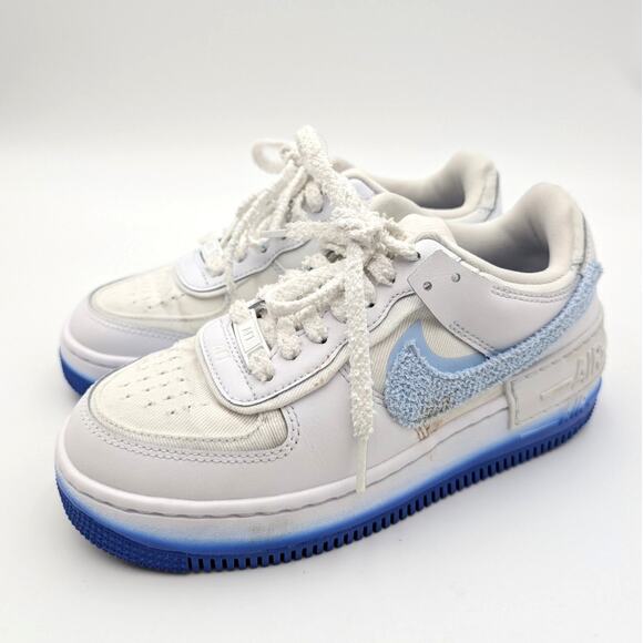 Nike Air Force 1 Low Shadow Shoes Chenille Swoosh Blue Tint Women's Size US5.5 - Picture 1 of 10